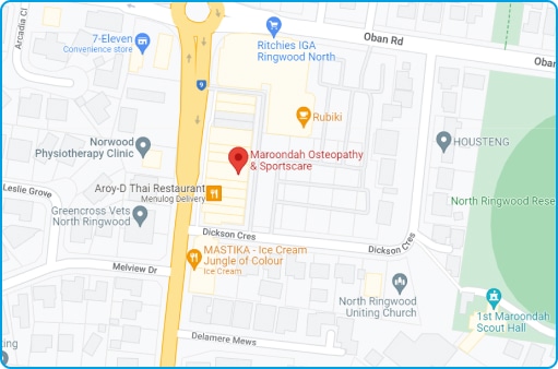 Google Maps Image at MaroondahOsteo - Ringwood North, Victoria