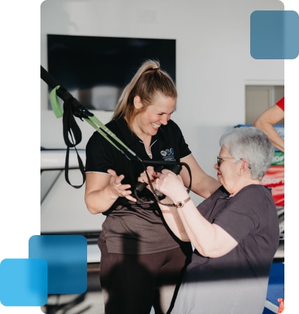 Physiologist helping elder lady